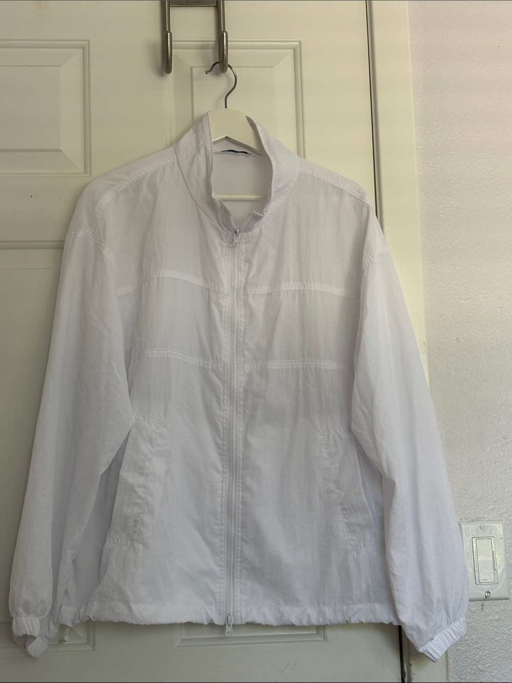 Women's White Zip-Front Bomber Jacket